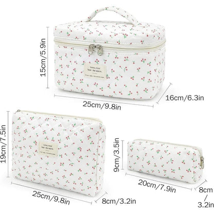 3-Piece Floral Makeup Bag Toiletry Travel Organizer, 20 x 10 cm V1188-MS-325-0647