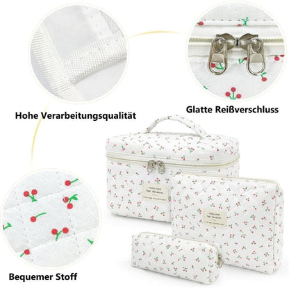 3-Piece Floral Makeup Bag Toiletry Travel Organizer, 20 x 10 cm V1188-MS-325-0647
