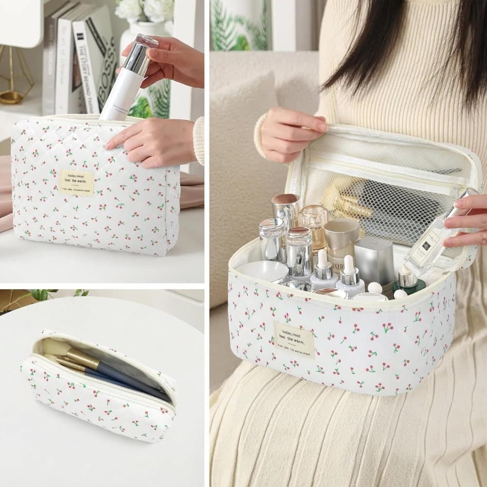 3-Piece Floral Makeup Bag Toiletry Travel Organizer, 20 x 10 cm V1188-MS-325-0647
