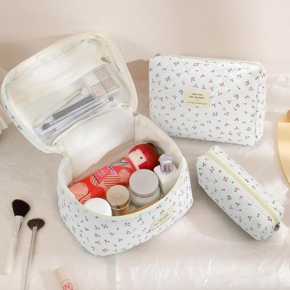 3-Piece Floral Makeup Bag Toiletry Travel Organizer, 20 x 10 cm V1188-MS-325-0647