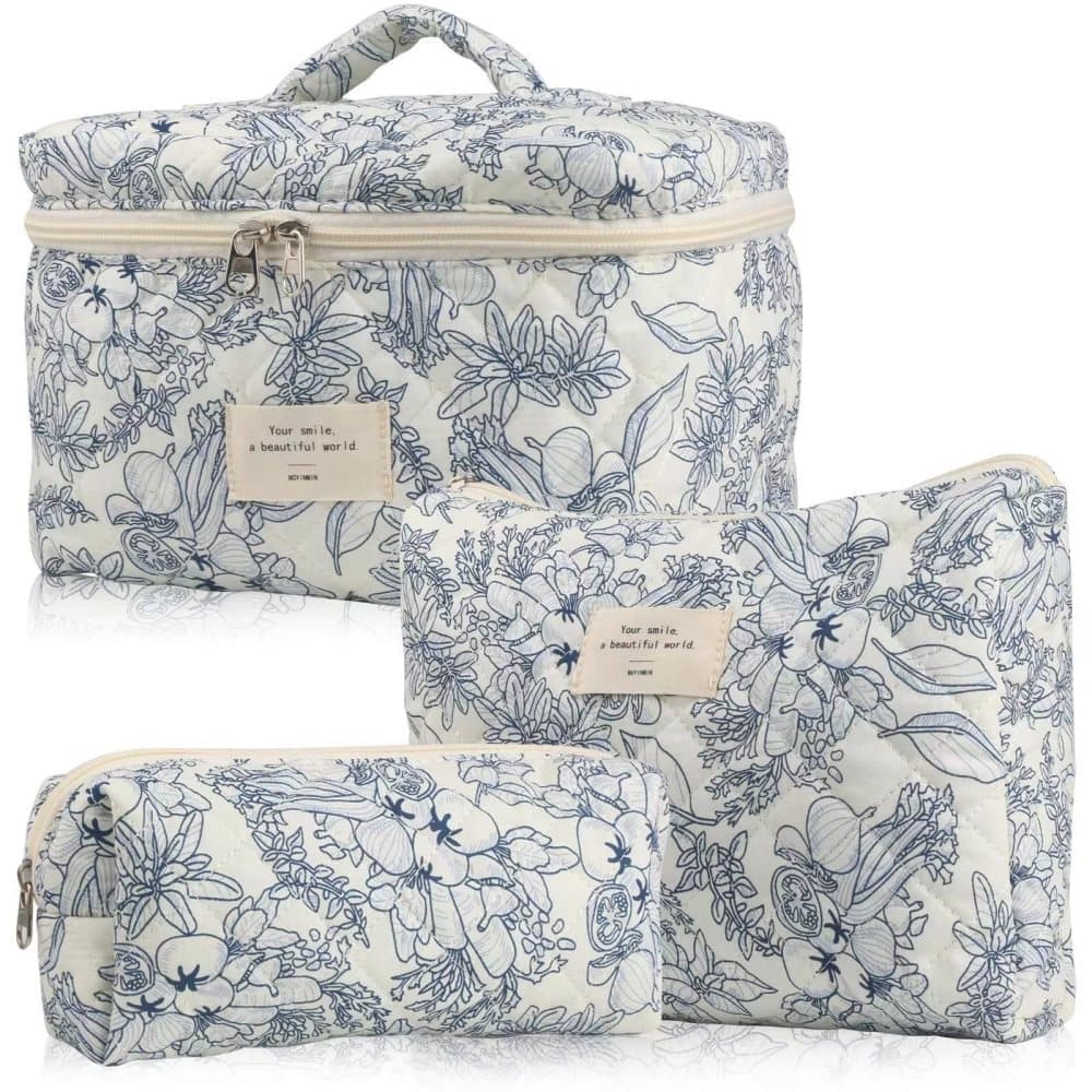 Floral Makeup Bag 3-Piece Set, Travel Toiletry Organizer, 20 x 10 cm V1188-MS-325-0648