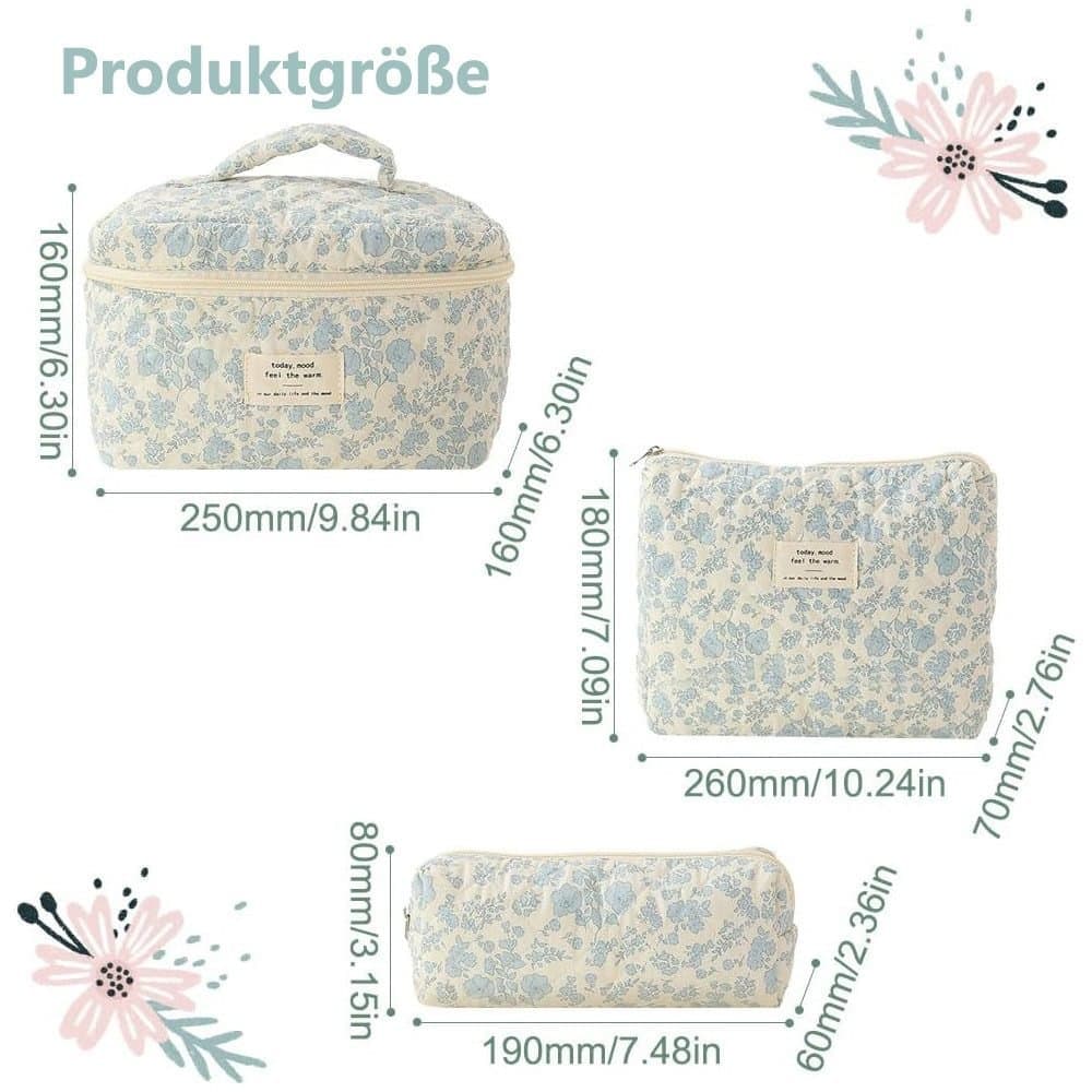 Floral Makeup Bag 3-Piece Set, Travel Toiletry Organizer, 20 x 10 cm V1188-MS-325-0648
