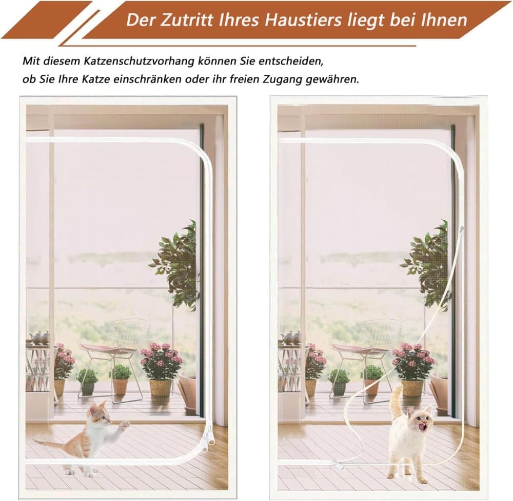 Reinforced cat door protection durable breathable insect-repellent mesh scratch-resistant pet safe, 90x200cm, V1188-MS-325-0659