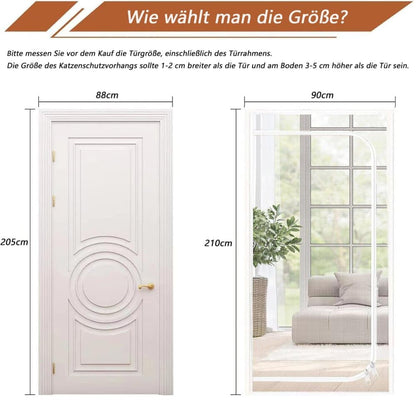 Reinforced cat door protection durable breathable insect-repellent mesh scratch-resistant pet safe, 90x200cm, V1188-MS-325-0659