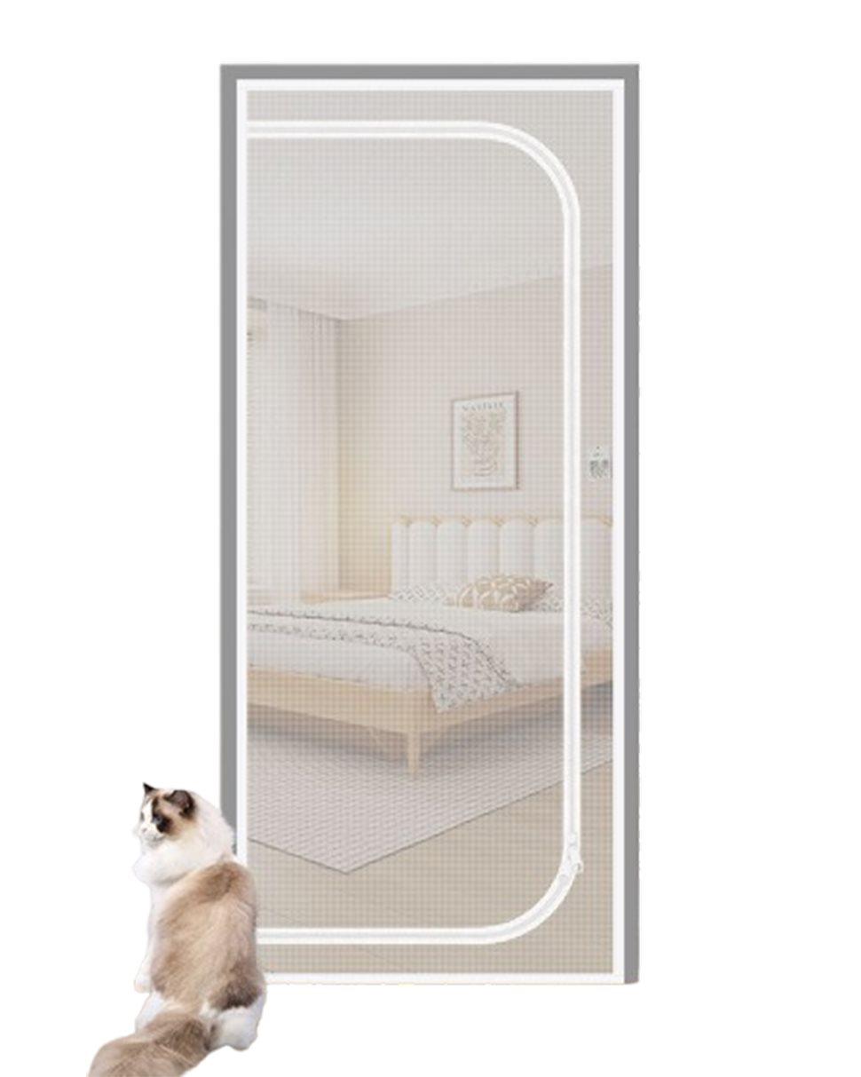 Durable breathable insect-repellent mesh cat door protection, scratch-resistant and pet-safe, 90x210cm, White V1188-MS-325-0660