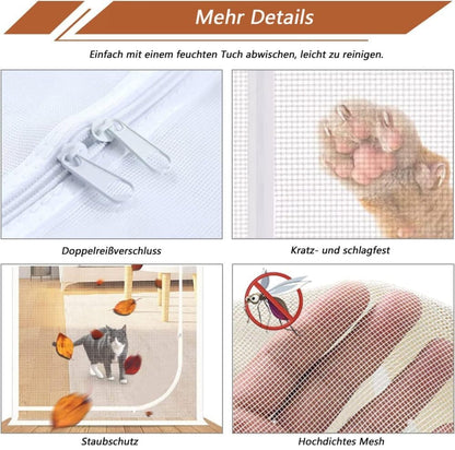 Durable breathable insect-repellent mesh cat door protection, scratch-resistant and pet-safe, 90x210cm, White V1188-MS-325-0660