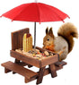 Wooden Squirrel Feeder with Parasol and Picnic Table, Outdoor Squirrel Table Set, Robust and Reliable V1188-MS-325-0666