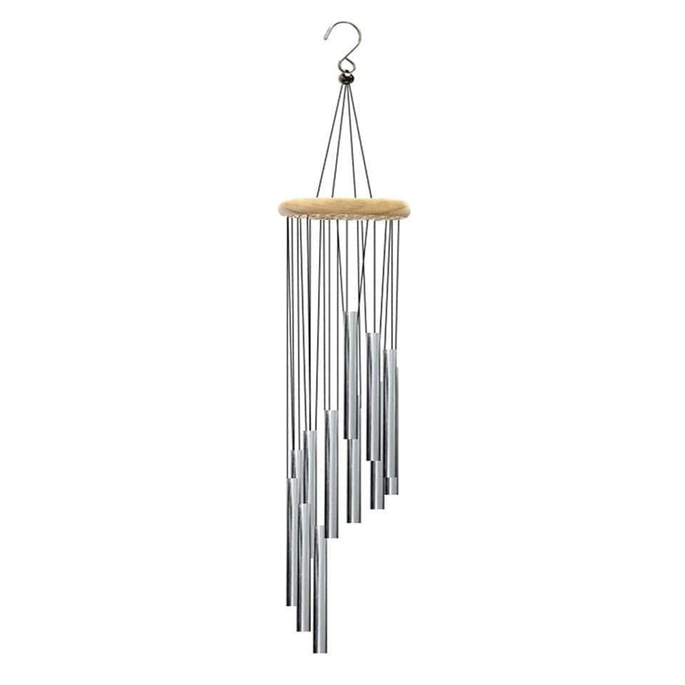 12 Pipe Metal Wind Chime, White, Decorative Loud Musical Outdoor Decor V1188-MS-325-0670