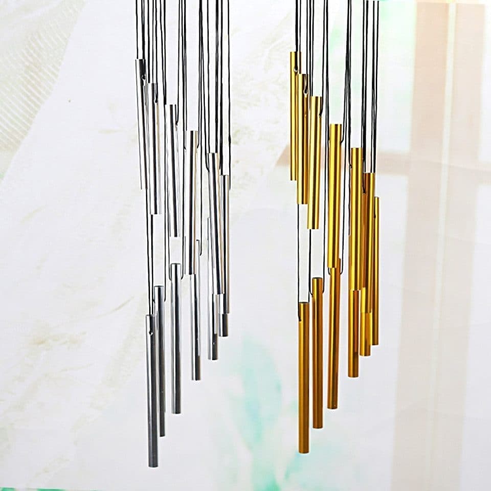 12 Pipes Metal Wind Chime, Red, Decorative Loud Musical Outdoor Wind Chime V1188-MS-325-0672