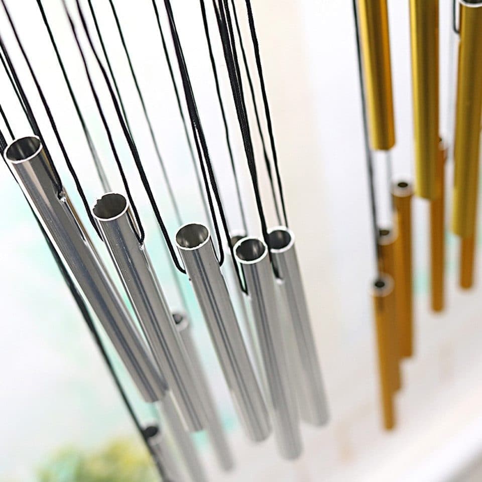 12 Pipes Metal Wind Chime, Red, Decorative Loud Musical Outdoor Wind Chime V1188-MS-325-0672