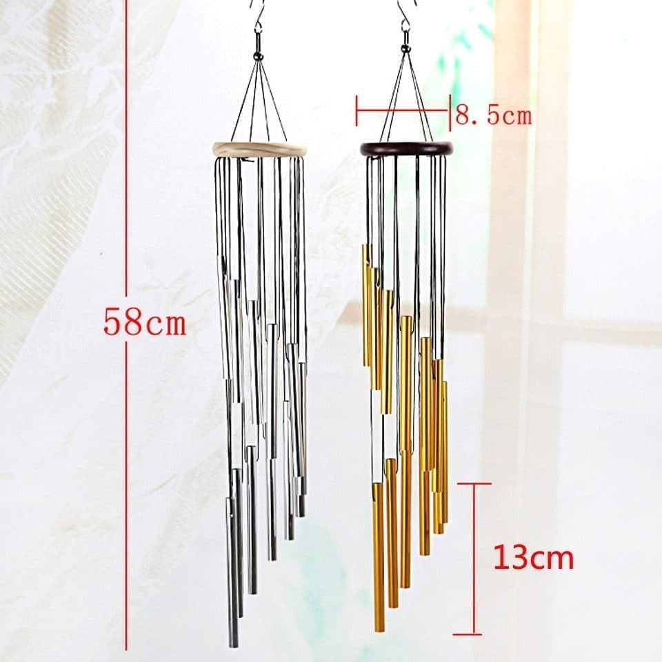12 Pipes Metal Wind Chime, Red, Decorative Loud Musical Outdoor Wind Chime V1188-MS-325-0672