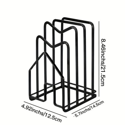 Metal Cutting Board Holder Dish Rack, 12.5x14.5x21.5 cm, Black V1188-MS-325-0689