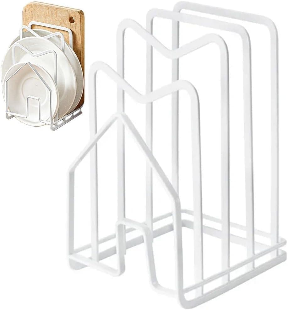Metal Cutting Board Holder Dish Rack, Kitchen Organizer Storage, 12.5x14.5x21.5 cm, White V1188-MS-325-0690