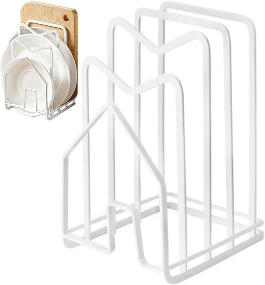 Metal Cutting Board Holder Dish Rack, Kitchen Organizer Storage, 12.5x14.5x21.5 cm, White V1188-MS-325-0690
