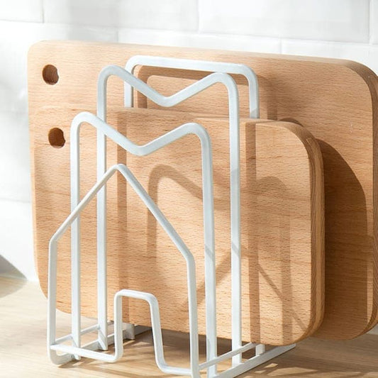 Metal Cutting Board Holder Dish Rack, Kitchen Organizer Storage, 12.5x14.5x21.5 cm, White V1188-MS-325-0690