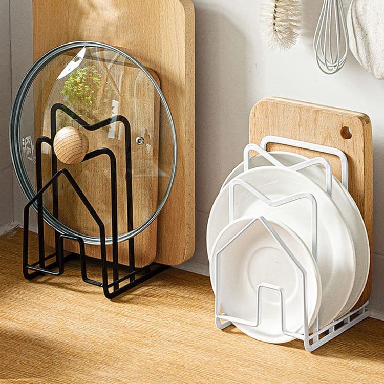 Metal Cutting Board Holder Dish Rack, Kitchen Organizer Storage, 12.5x14.5x21.5 cm, White V1188-MS-325-0690