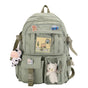 School Backpack Cute Waterproof for Girls with Accessories and Plush Pendant, Green V1188-MS-325-0694