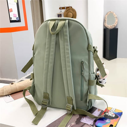 School Backpack Cute Waterproof for Girls with Accessories and Plush Pendant, Green V1188-MS-325-0694