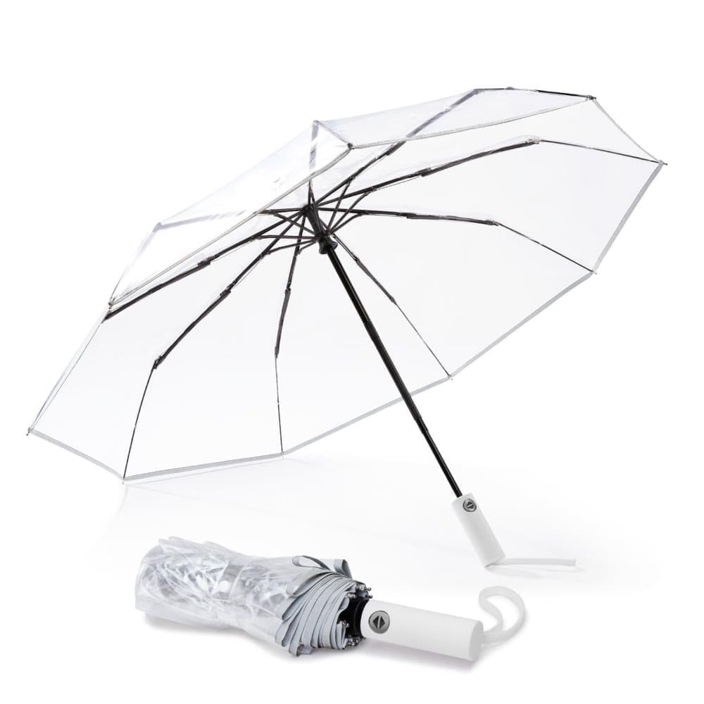 Automatic Folding Transparent Umbrella with 9 Fiberglass Ribs, Waterproof Lightweight Travel Rain Umbrella, V1188-MS-325-0697