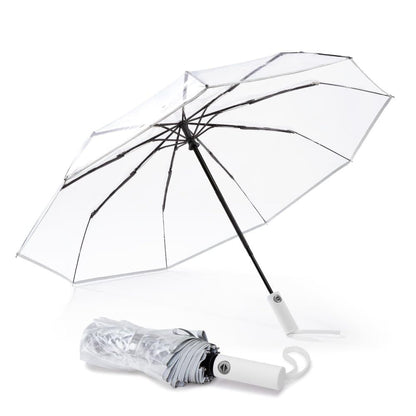 Automatic Folding Transparent Umbrella with 9 Fiberglass Ribs, Waterproof Lightweight Travel Rain Umbrella, V1188-MS-325-0697