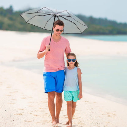 Automatic Folding Transparent Umbrella with 9 Fiberglass Ribs, Waterproof Lightweight Travel Rain Umbrella, V1188-MS-325-0697
