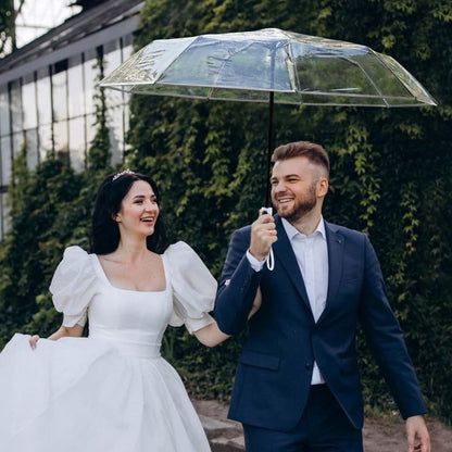 Automatic Folding Transparent Umbrella with 9 Fiberglass Ribs, Waterproof Lightweight Travel Rain Umbrella, V1188-MS-325-0697