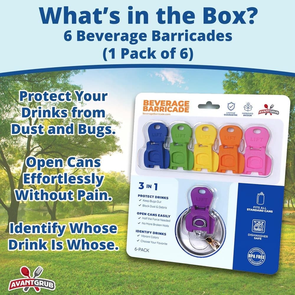 6-Pack Reusable Can Opener and Bottle Opener, Finger Protector, Multi-Colored V1188-MS-325-0698