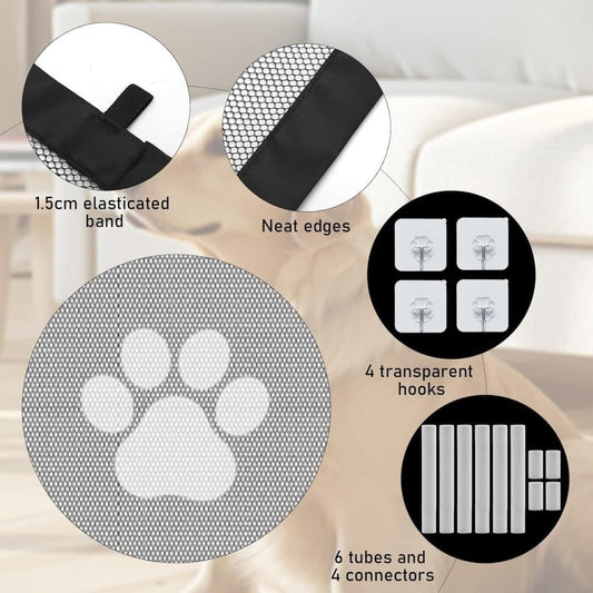 Portable Dog Gate Without Drilling Self-Adhesive Safety Gate with Paw Pattern, 110x78 cm V1188-MS-325-0699