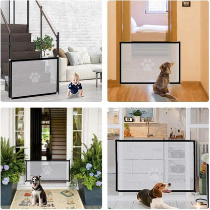 Portable Dog Gate Without Drilling Self-Adhesive Safety Gate with Paw Pattern, 110x78 cm V1188-MS-325-0699