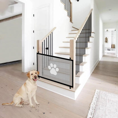 Portable Dog Gate Without Drilling Self-Adhesive Safety Gate with Paw Pattern, 110x78 cm V1188-MS-325-0699