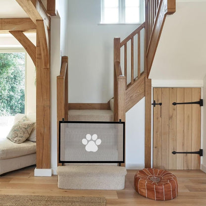 Portable Dog Gate Without Drilling Self-Adhesive Safety Gate with Paw Pattern, 110x78 cm V1188-MS-325-0699