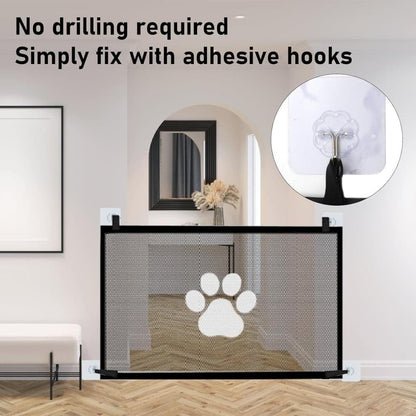 Portable Dog Gate Without Drilling, Self-adhesive Safety Gate with Paw Pattern, 110/180x78 cm V1188-MS-325-0700