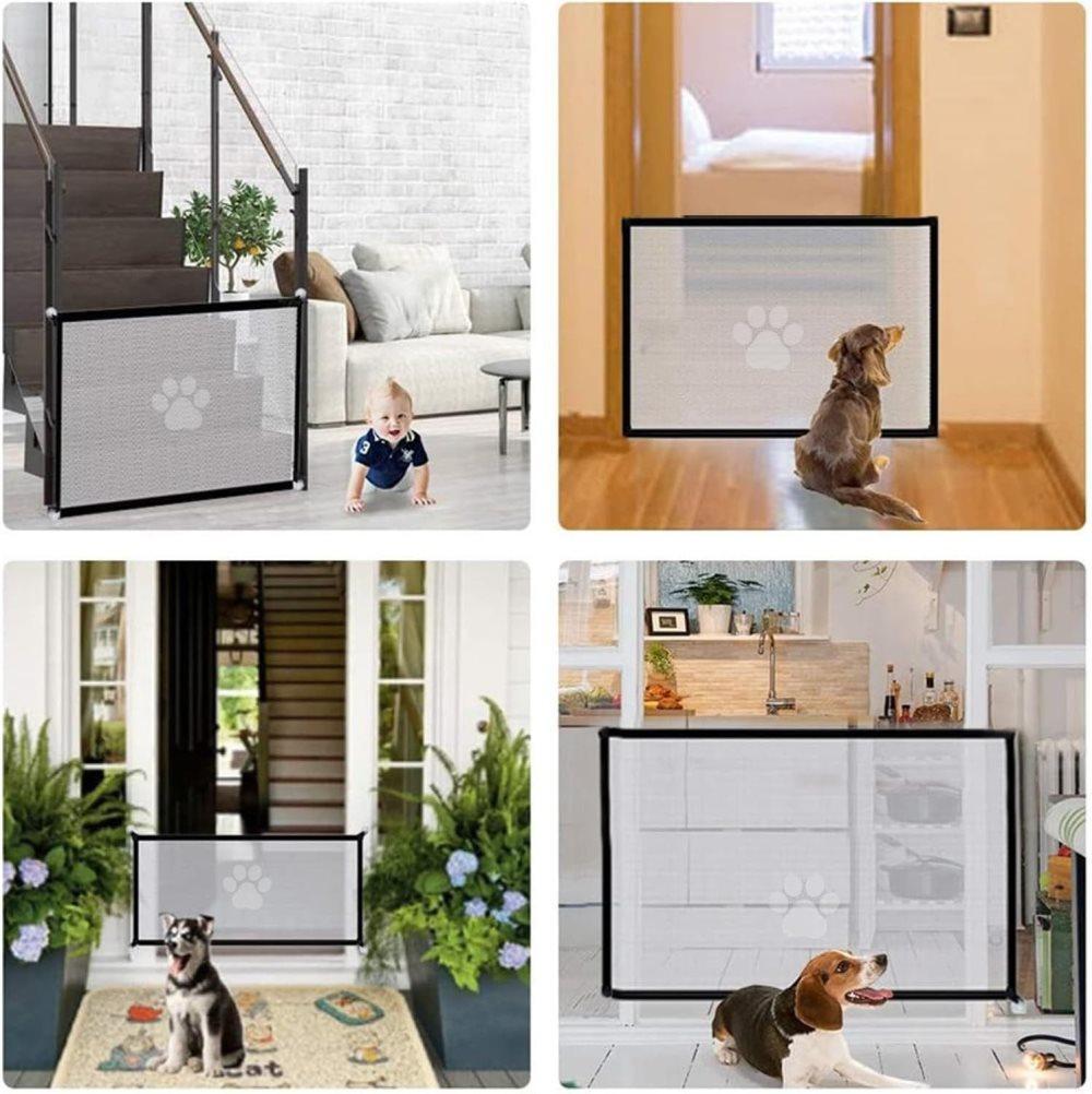 Portable Dog Gate Without Drilling, Self-adhesive Safety Gate with Paw Pattern, 110/180x78 cm V1188-MS-325-0700