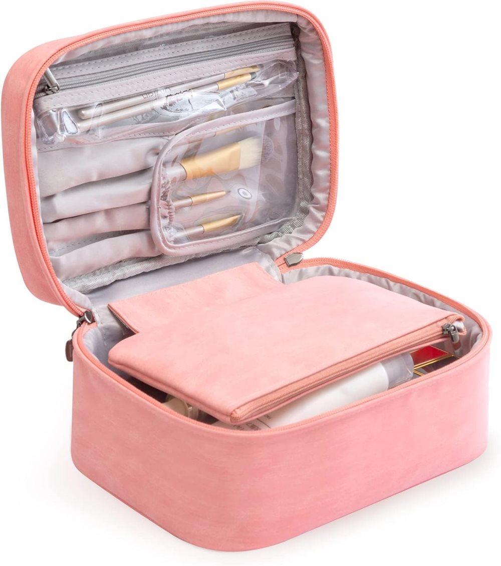 Pink 2-in-1 Makeup and Toiletry Bag with Handle V1188-MS-325-0701