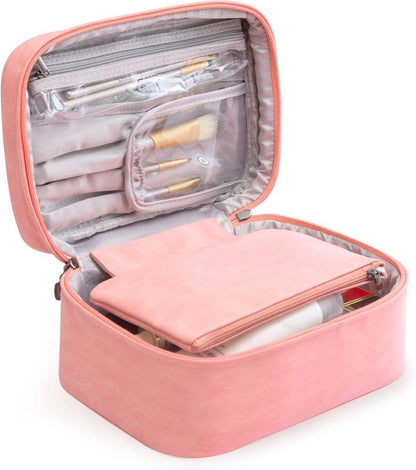 Pink 2-in-1 Makeup and Toiletry Bag with Handle V1188-MS-325-0701