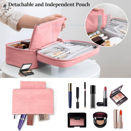 2-in-1 Makeup and Toiletry Bag with Handle, Brown V1188-MS-325-0702