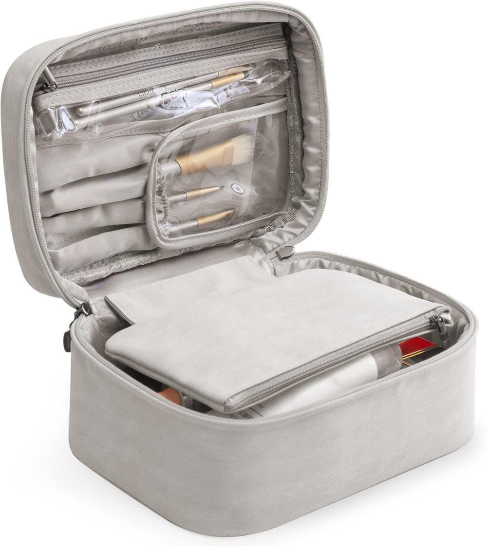 2-in-1 Makeup and Toiletry Bag with Handle, Gray V1188-MS-325-0703