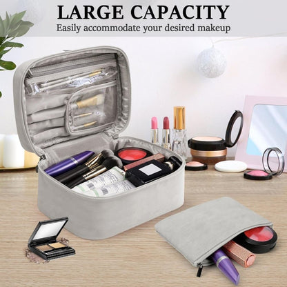 2-in-1 Makeup and Toiletry Bag with Handle, Gray V1188-MS-325-0703