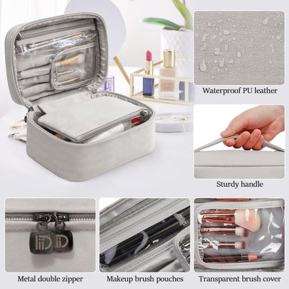 2-in-1 Makeup and Toiletry Bag with Handle, Gray V1188-MS-325-0703
