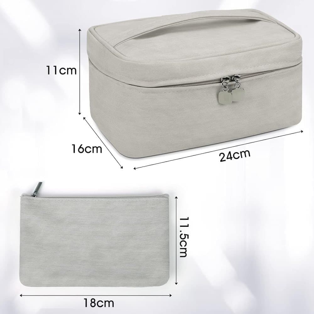 2-in-1 Makeup and Toiletry Bag with Handle, Gray V1188-MS-325-0703