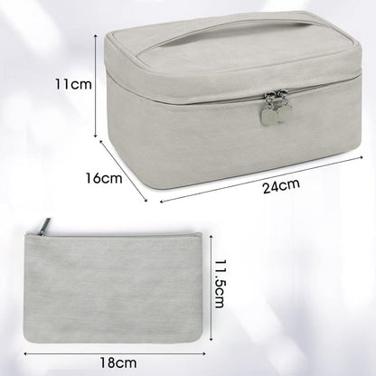2-in-1 Makeup and Toiletry Bag with Handle, Gray V1188-MS-325-0703