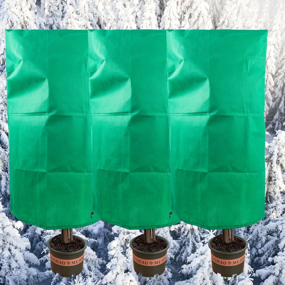 3-Pack Reusable Winter Plant Protection Covers with Drawstring for Outdoor Plants Fruit Trees Potted Plants, V1188-MS-325-0711