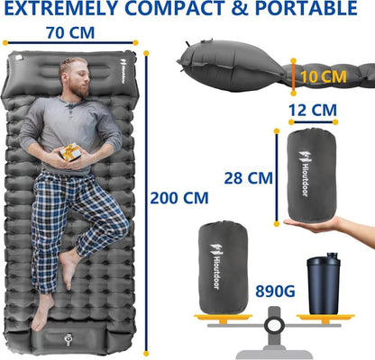 Self-inflating mattress for camping beach hiking, waterproof lightweight tear-resistant durable with foot V1188-MS-325-0714