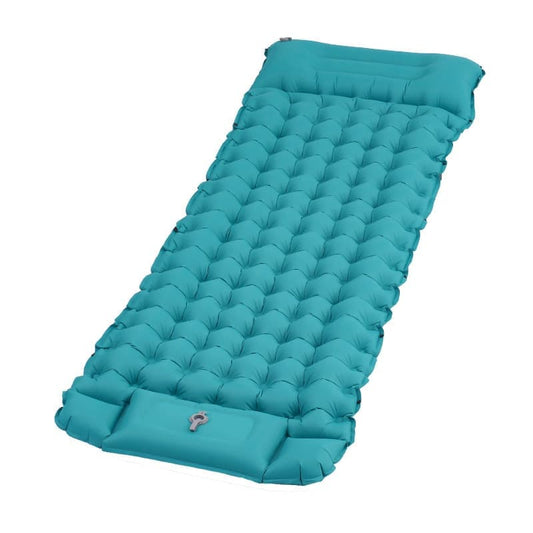 Self-inflating mattress 10cm, light blue, waterproof lightweight tear-resistant durable with foot pump for V1188-MS-325-0715