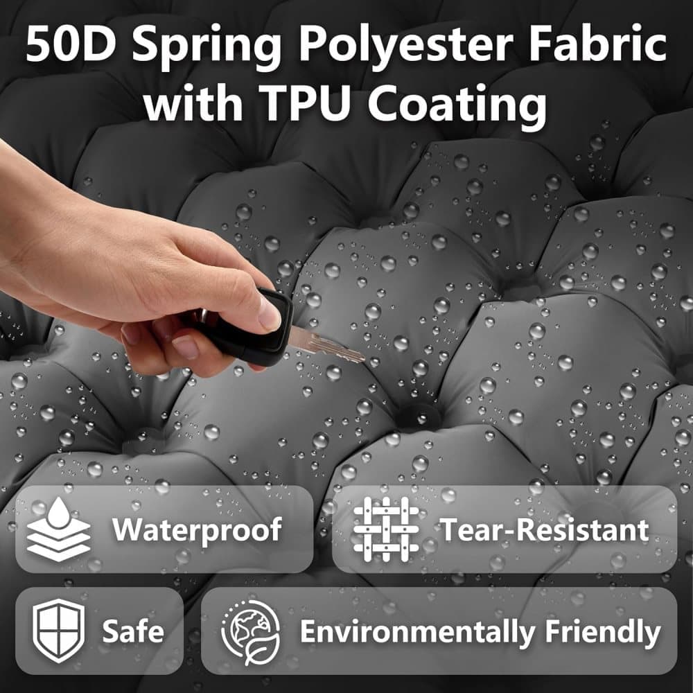 Self-inflating mattress 10cm, waterproof lightweight tear-resistant durable with foot pump for camping beach V1188-MS-325-0717
