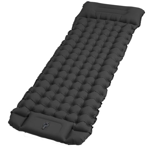 Self-inflating mattress Black, 10cm, waterproof lightweight tear-resistant durable with foot pump for camping V1188-MS-325-0718