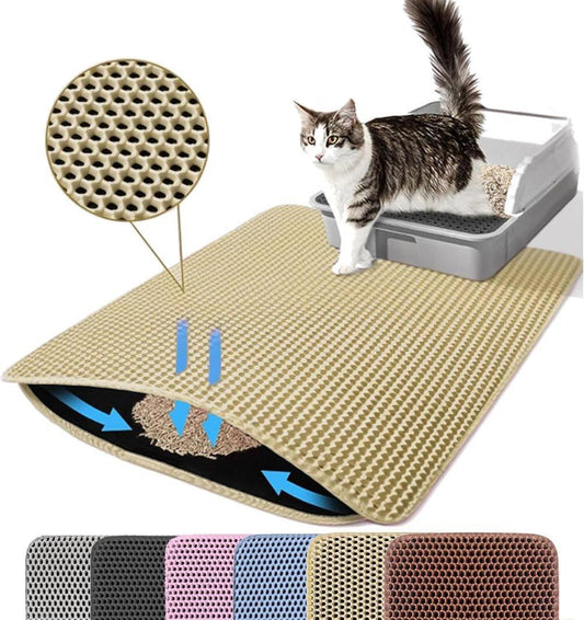 Double EVA Cat Litter Mat, 40x50cm, Beige, Prevents Scattered Sand, Multiple Sizes and Colors Available V1188-MS-325-0721