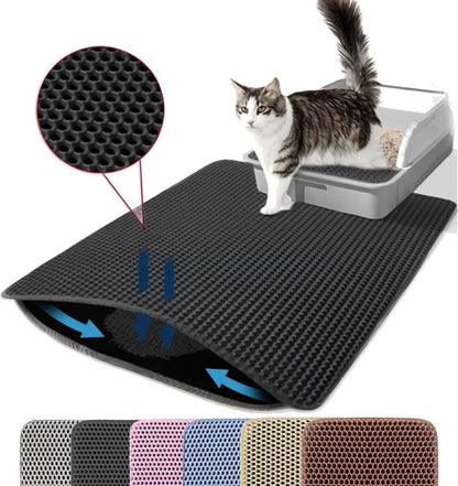 Double EVA Cat Litter Mat for Scattered Sand Control, Black, 45x60cm V1188-MS-325-0724