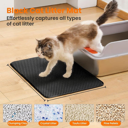 Double EVA Cat Litter Mat for Scattered Sand Control, Black, 45x60cm V1188-MS-325-0724