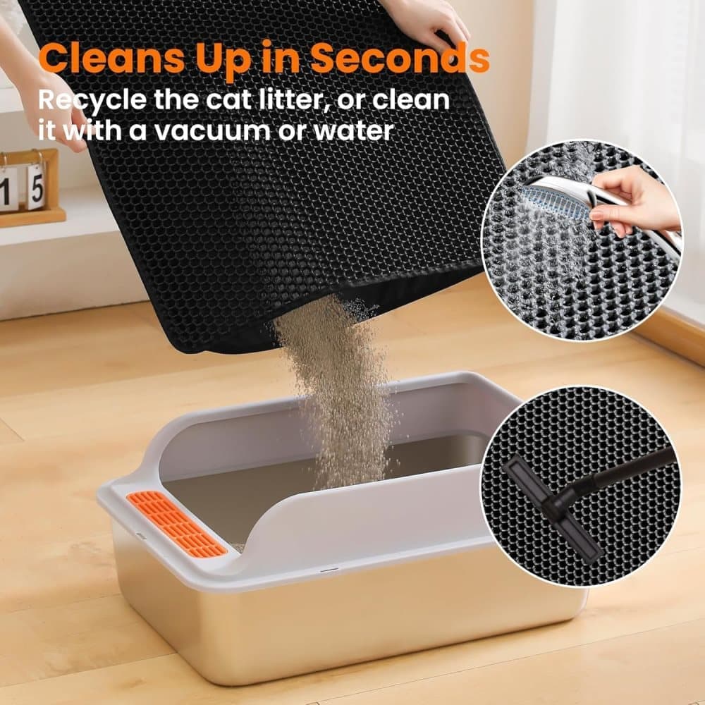 Double EVA Cat Litter Mat for Scattered Sand Control, Black, 45x60cm V1188-MS-325-0724
